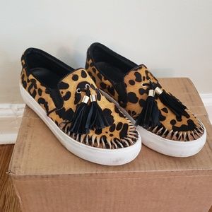 Leopard Calf Hair J Slides